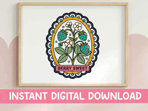 Berry Sweet Strawberry Badge Sticker Graphics