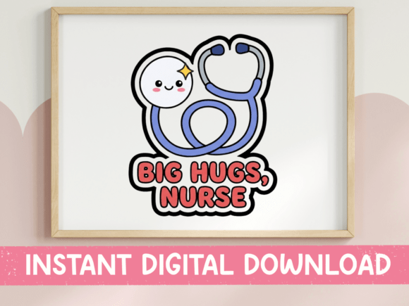 Big Hugs Nurse Cute Stethoscope Sticker: Graphics for T-Shirt Designs