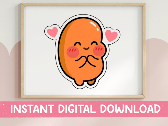 Blushing Kawaii Bean Character Sticker: Graphics for T-Shirt Designs