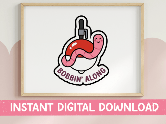 Bobbin Along Fishing Sticker Design