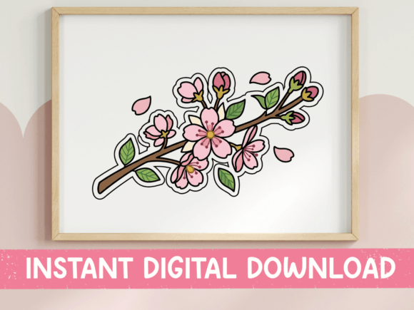 Cherry Blossom Branch Spring Sticker: Graphics for T-Shirt Designs