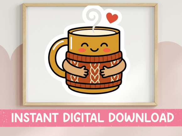 Cozy Mug in Sweather Kawaii Sticker