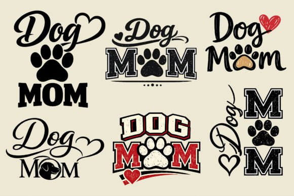 Dog Mom Dog Lover Paw Print Typography Graphics