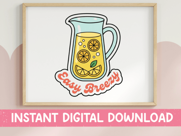 Easy Breezy Lemonade Pitcher Sticker: Graphics for T-Shirt Designs