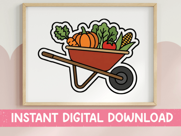Fall Harvest Wheelbarrow Sticker Graphics