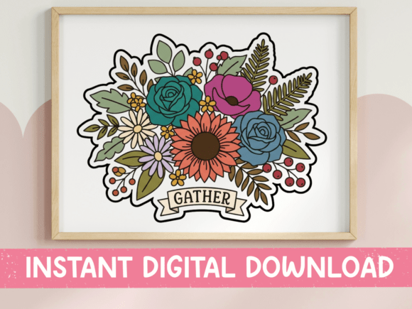 Gather Floral Bouquet Sticker Design: Graphics for T-Shirt Designs