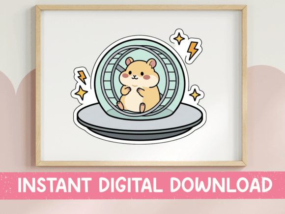 Hamster on Wheel UFO Funny Sticker: Graphics & T-Shirt Designs