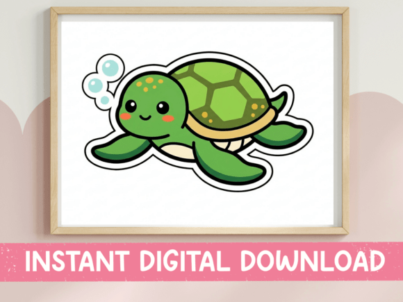 Kawaii Baby Sea Turtle Sticker Graphics