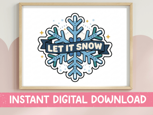 Let It Snow Snowflake Winter Sticker: Graphics for T-Shirt Designs
