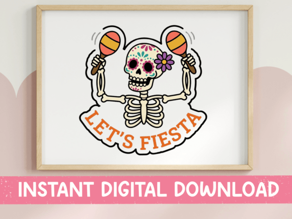 Lets Fiesta Skeleton Sticker Design