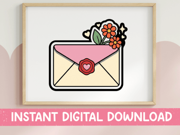Love Letter Envelope Sticker Design Graphics