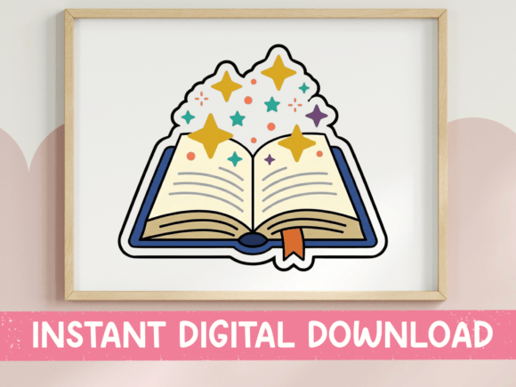 Magic Book with Sparkles Sticker Graphics