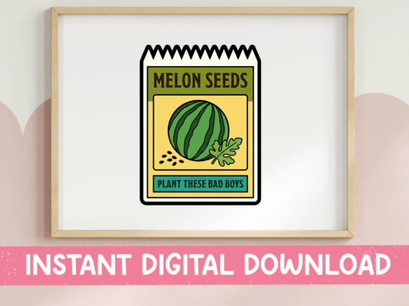 Melon Seeds Funny Seed Packet Sticker: Graphics for T-Shirt Designs & Content