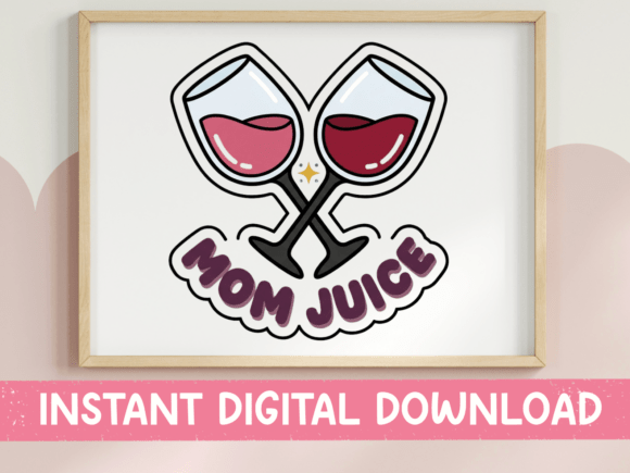 Mom Juice Crossed Wine Glasses Sticker