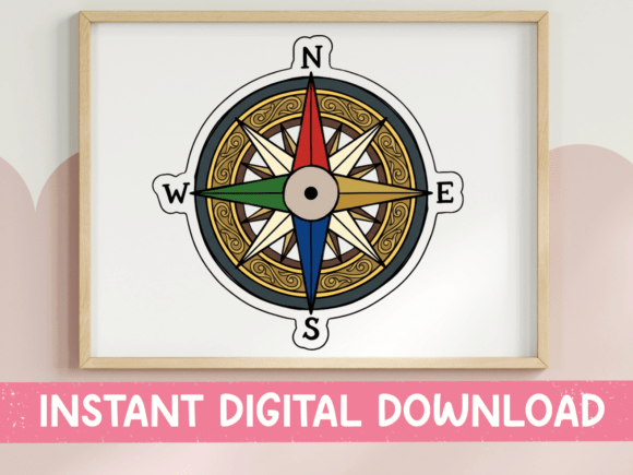 Nautical Compass Rose Sticker SVG PNG: Graphics for T-Shirt Designs