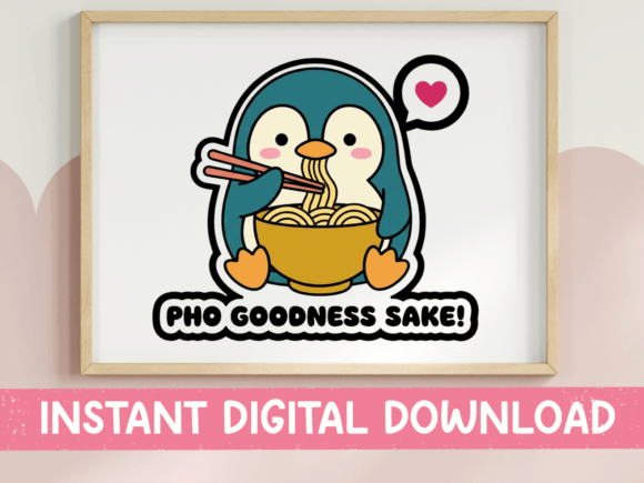 Pho Goodness Sake Penguin Ramen Sticker: Graphics for T-Shirt Designs