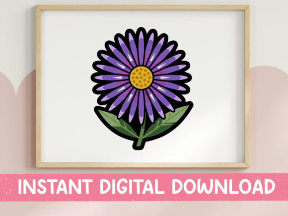 Purple Aster Flower Sticker Design