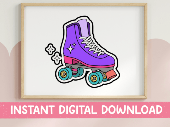 Purple Roller Skate with Sparkles: Graphics for T-Shirt Designs