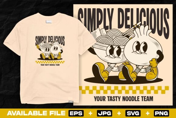 Retro Cartoon Character Ramen Dumpling Graphics