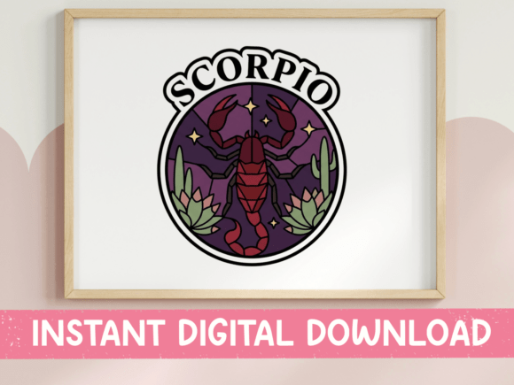 Scorpio Zodiac Dark Floral Sticker: Graphics for T-Shirt Designs