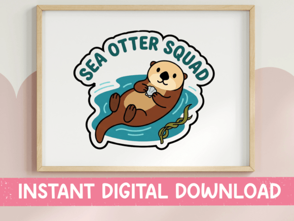 Sea Otter Squad Ocean Sticker Design: Graphics & T-Shirt Designs