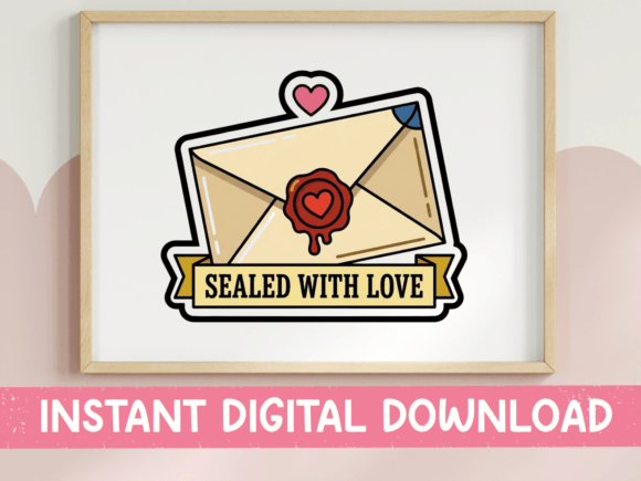 Sealed with Love Envelope Sticker Design: Graphics for T-Shirt Designs