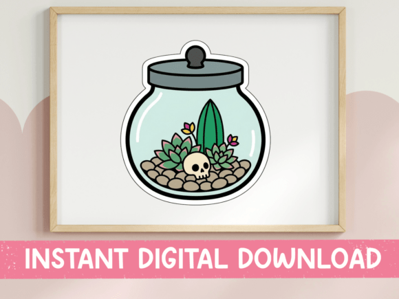 Spooky Succulent Terrarium Sticker: Graphics for T-Shirt Designs