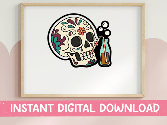 Sugar Skull with Soda Bottle Sticker Graphics