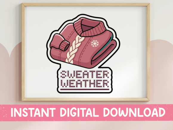 Sweater Weather Cozy Sticker Design: Graphics for T-Shirt Designs