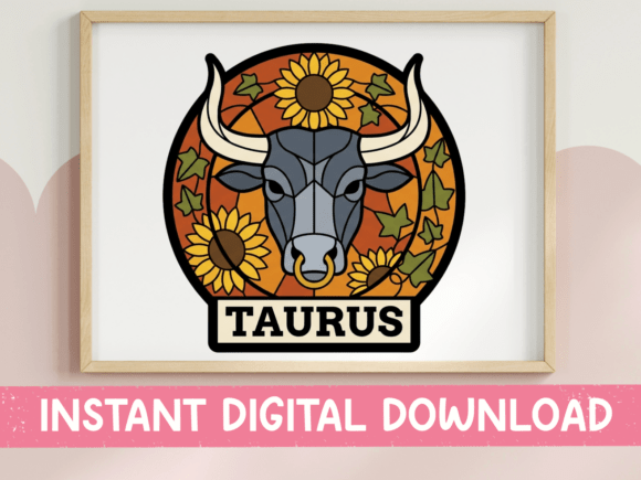 Taurus Zodiac Sunflower Bull Sticker Graphics