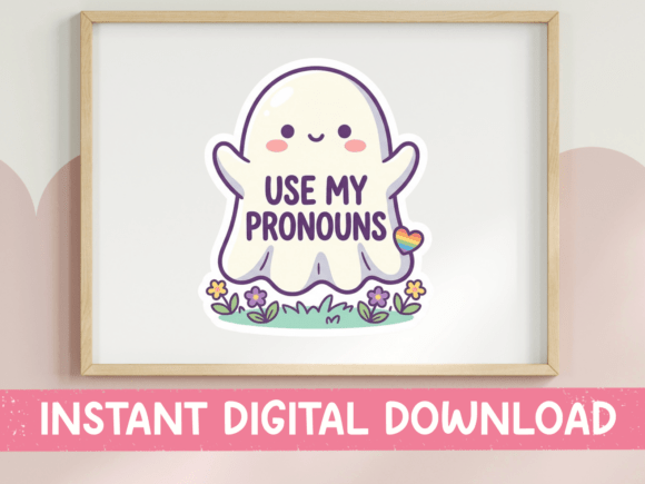 Use My Pronouns Ghost Sticker SVG: Graphics for T-Shirt Designs & Beyond